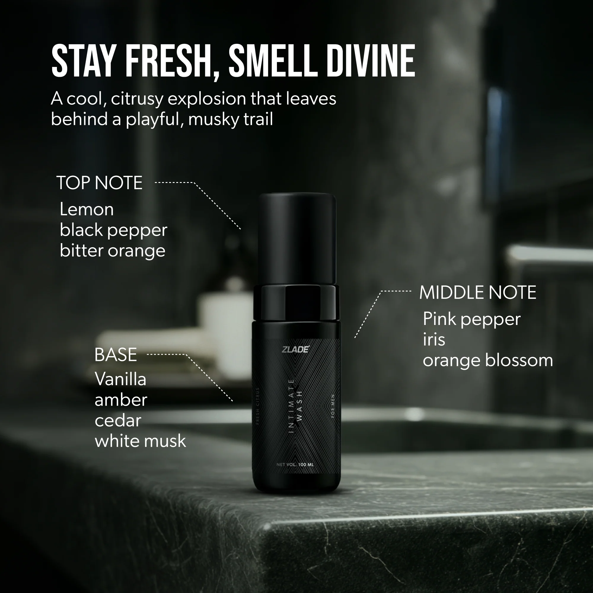 Zlade Intimate Wash for Men | Fresh Citrus Foaming Wash for Impeccable Below-the-Belt Hygiene | 100 ml - Image 5