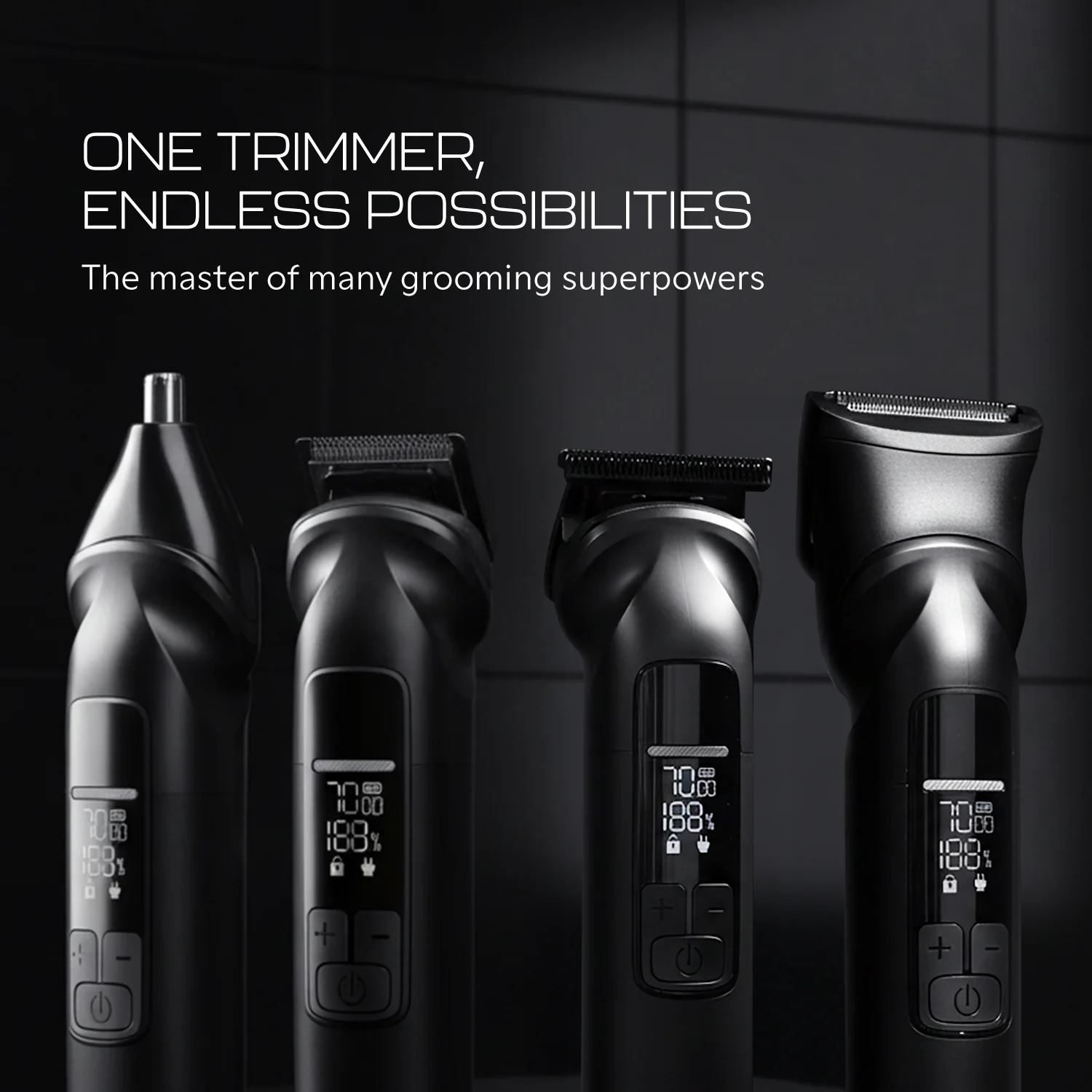 Zlade Jaws Alpha Rechargeable All-in-One Beard Trimmer | 4 Interchangeable Heads | 19+4 Length Settings | IPX-7 Waterproof - Image 9