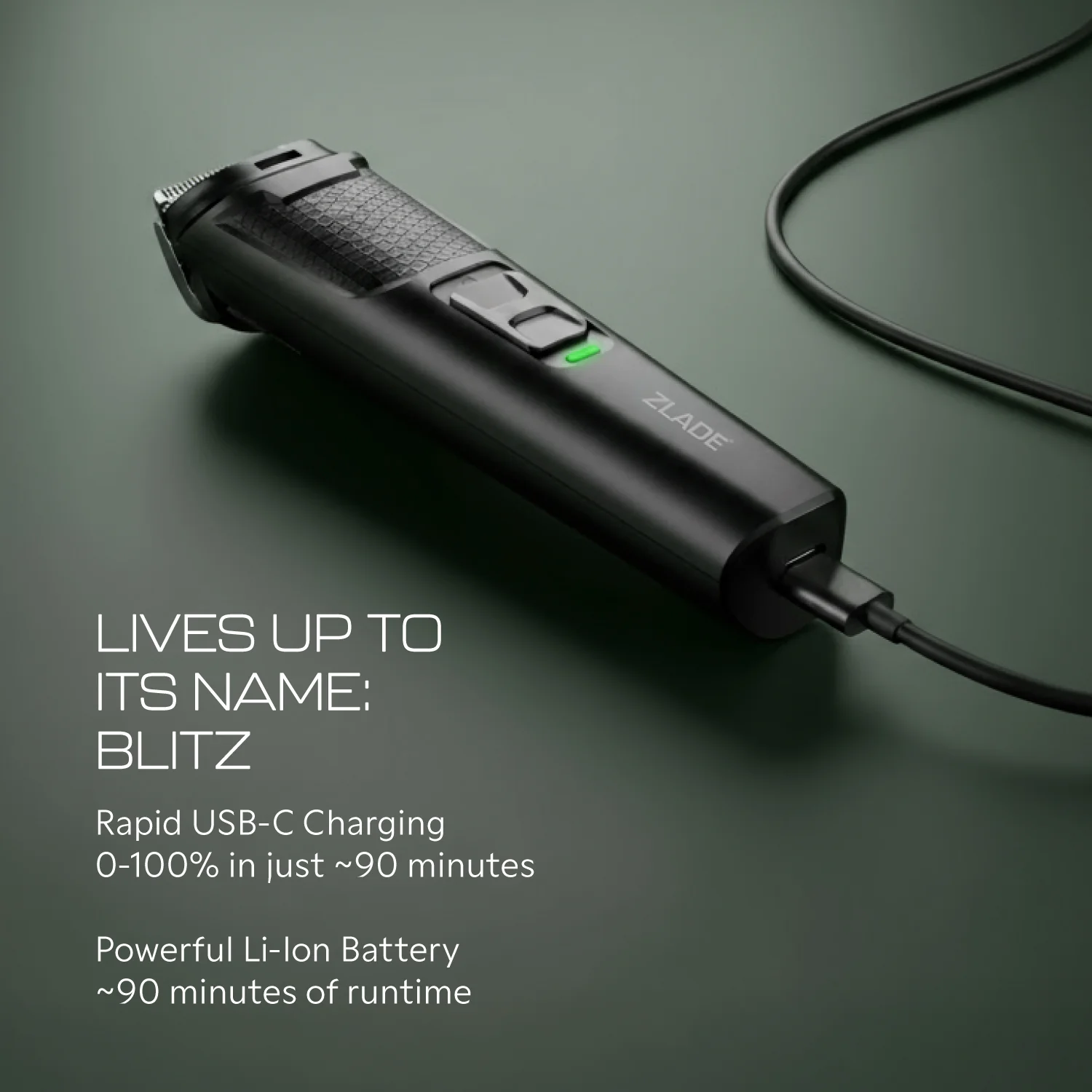Zlade Jaws Blitz Rechargeable All-Purpose Beard Trimmer | 40 Length Settings | 3 Interchangeable Heads - Image 6
