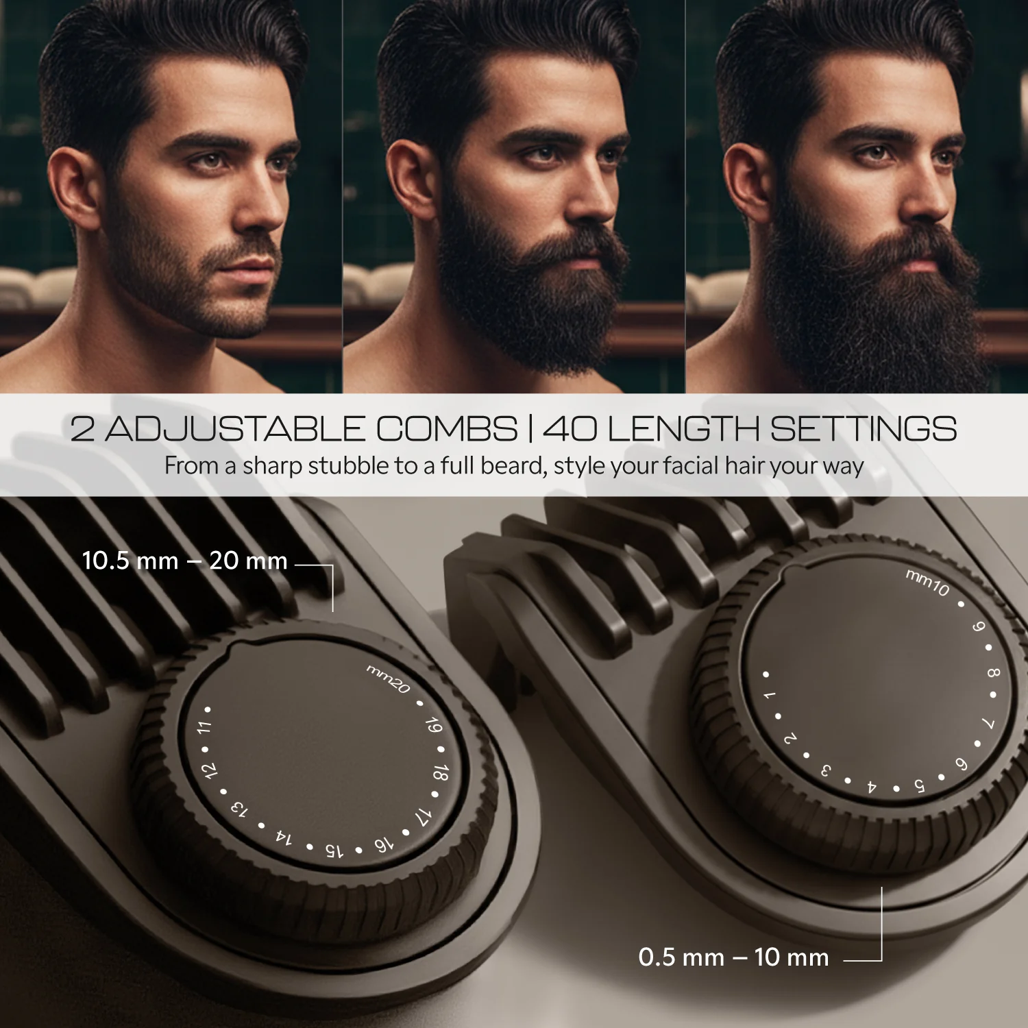 Zlade Jaws Blitz Rechargeable High-Precision Beard Trimmer | 40 Length Settings - Image 4