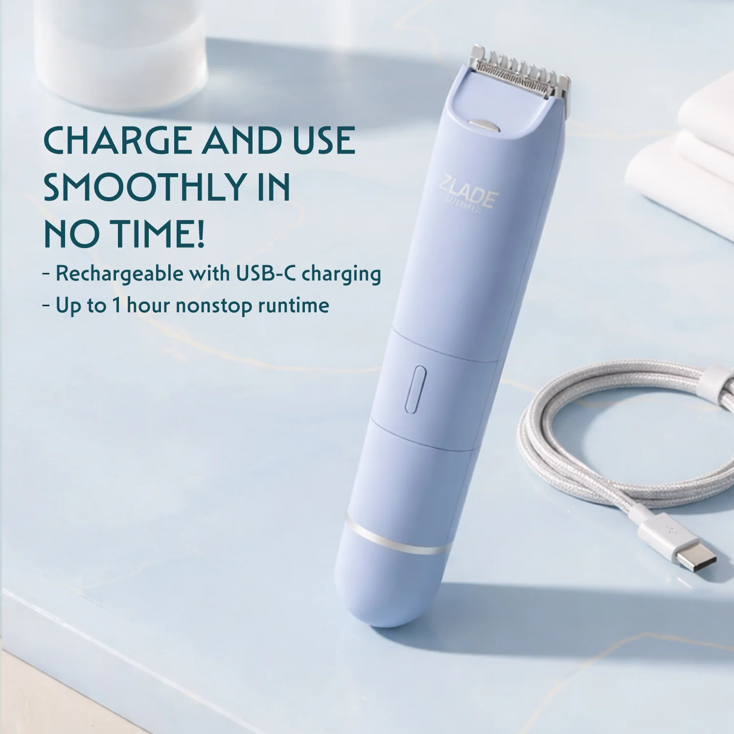 Zlade Summer Vacay | 2-in-1 Rechargeable Face Shaver and Body Trimmer for Women - Image 5
